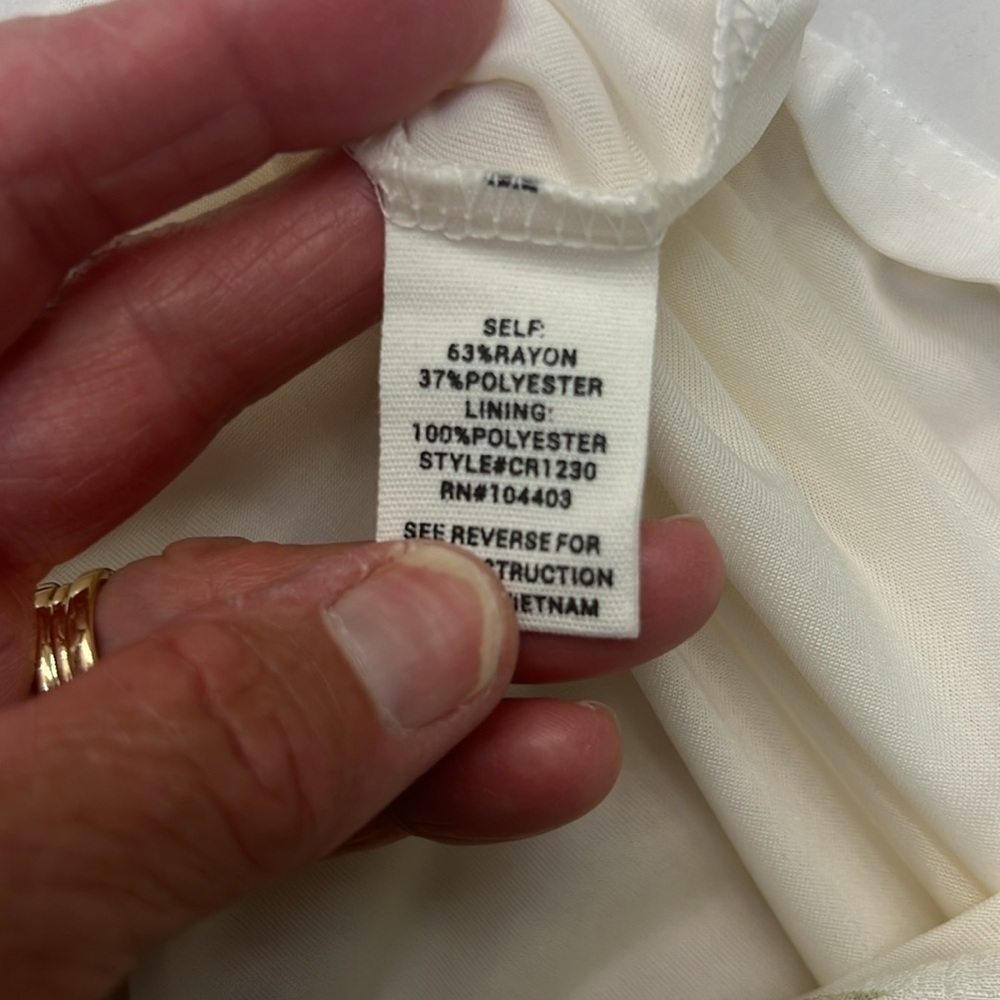 5. Mine Dress, white with green floral design spaghetti straps, elastic waist - Picture 10 of 11